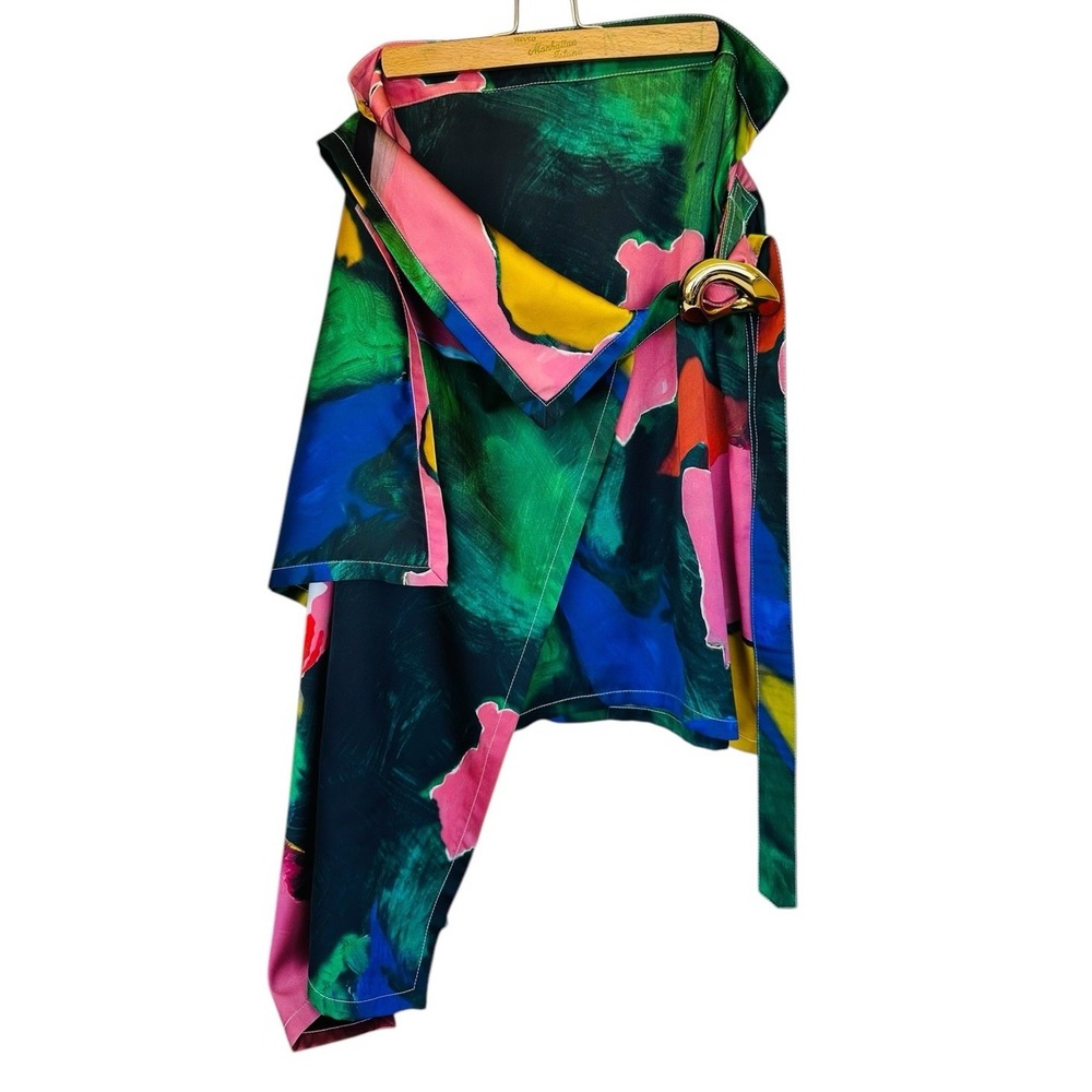 JW Anderson‎ Side Drape Link Skirt Abstract Camo Multi US Size 6 SK011PG084500